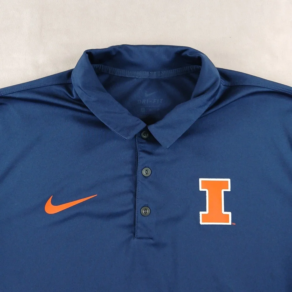 Nike XL Illinois Fighting Illini Mens Polo Shirt 23x30 DriFit Stretch Has Defect